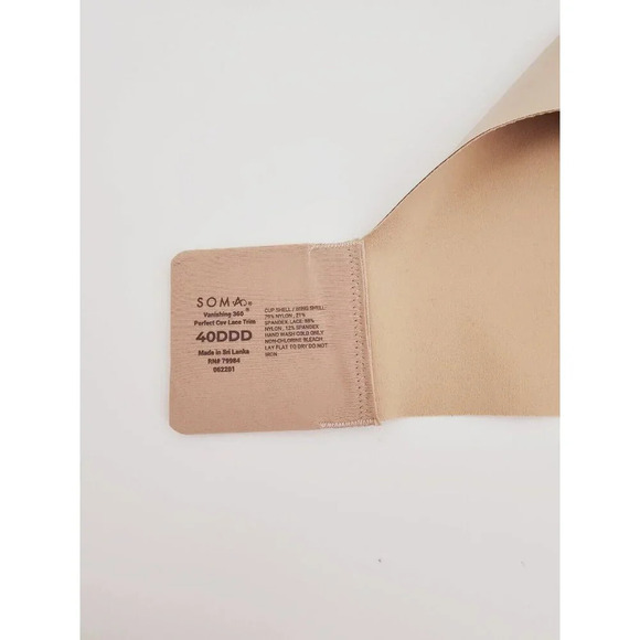 Soma 360 Vanishing Perfect Coverage Lace Beige Nude Underwire T-Shirt Bra 40DDD - Picture 8 of 8